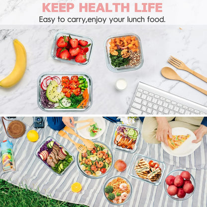 34Pcs Glass Food Storage Containers with Lids Set, Airtight Meal Prep Containers (17 Containers & 17 Lids), Pink