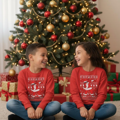 Dabbing Santa Kids Christmas Sweatshirt - Funny Ugly Holiday Sweater Style Pullover for Boys & Youth