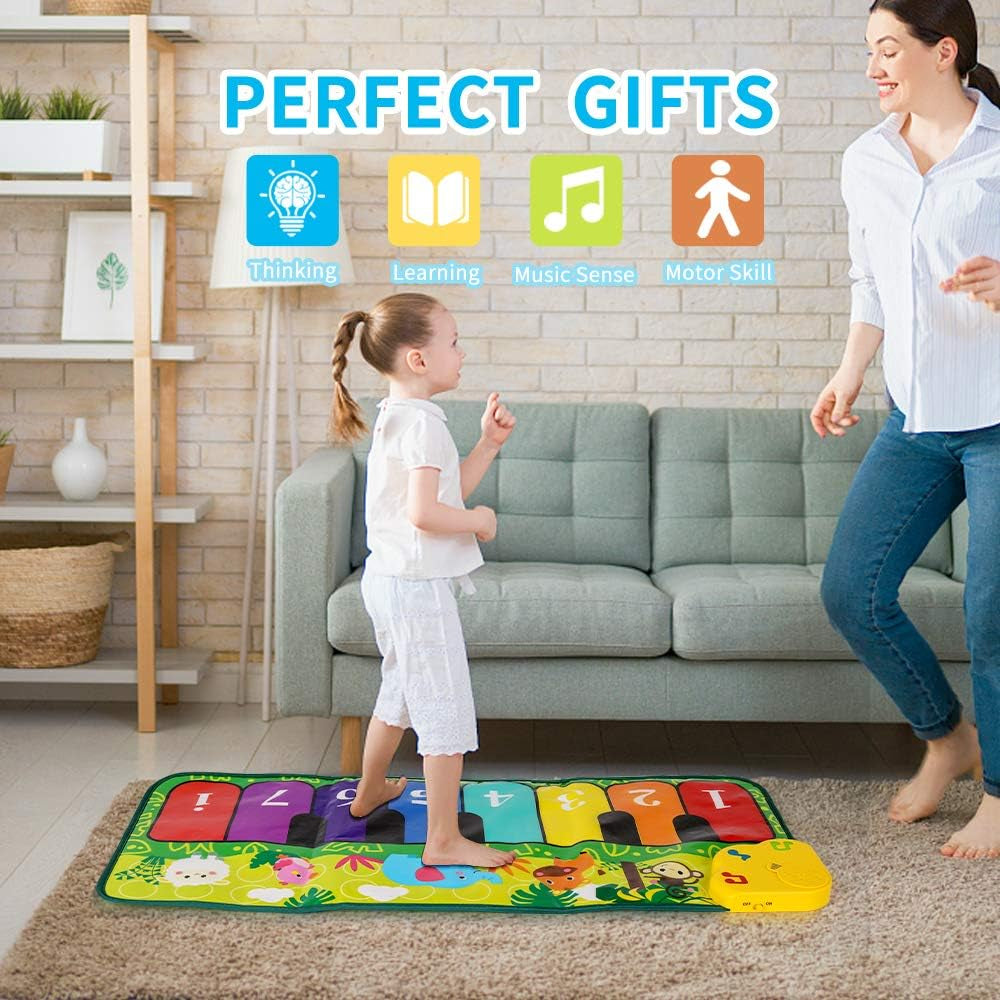 Foot  32" Keyboard Play Mat Toddler  with 5 Animal Sounds Early Education Toys Gift for Girls Boys