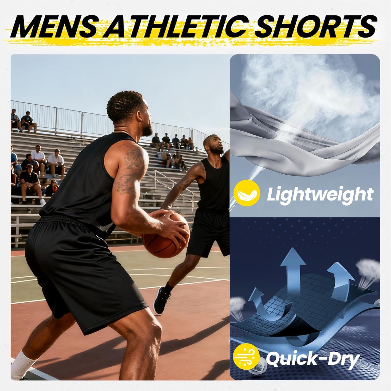 Athletic Shorts for Men with Pockets and Elastic Waistband Quick Dry Activewear