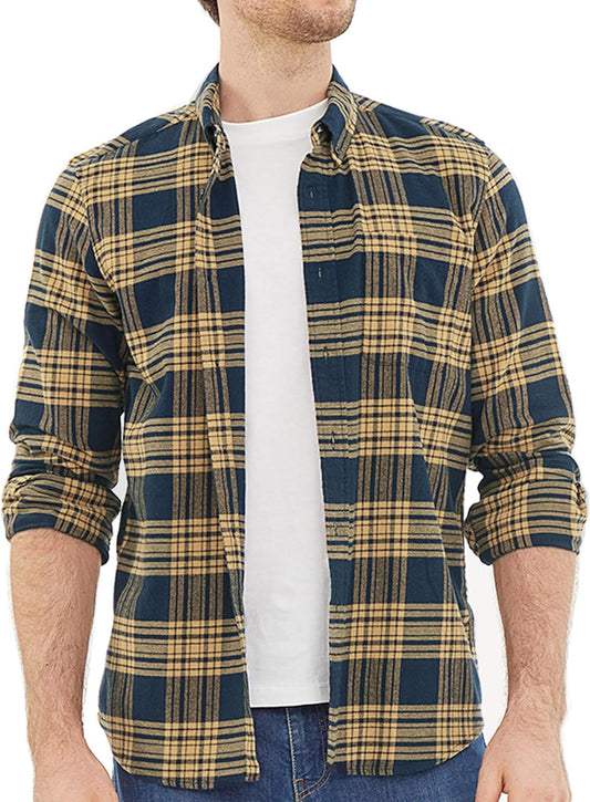 ® Flannel Shirt for Men Plaid Mens Button down Long Sleeve Shirts Cotton Casual