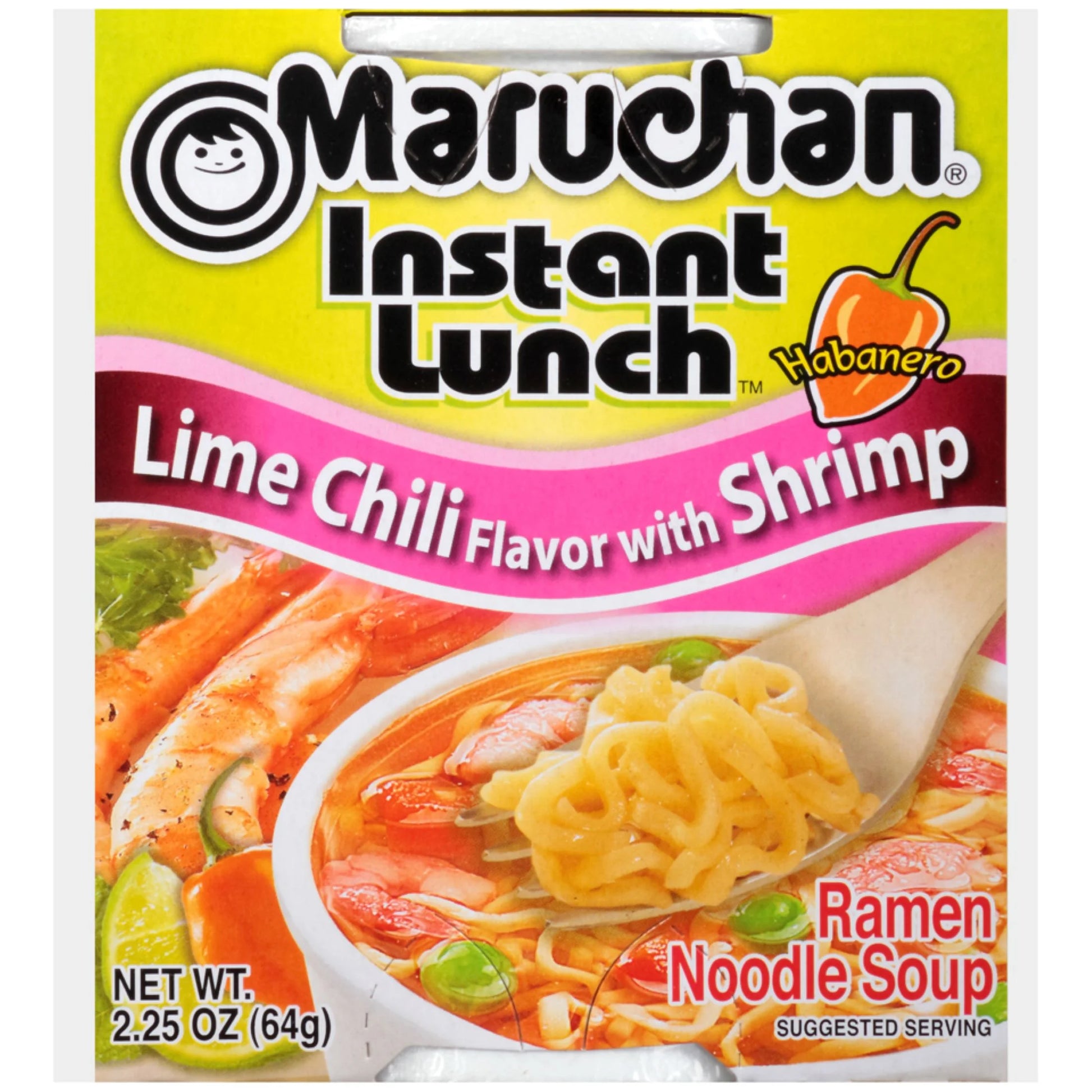 Instant Lunch Ramen Noodles, Lime Chili Flavor with Shrimp, Shelf Stable, 2.25 Oz Cup