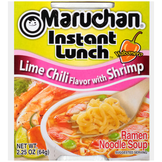 Instant Lunch Ramen Noodles, Lime Chili Flavor with Shrimp, Shelf Stable, 2.25 Oz Cup