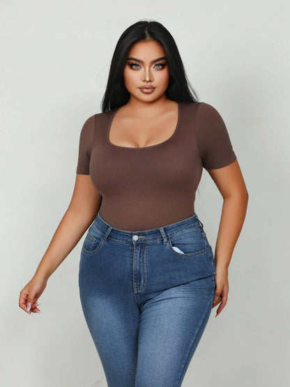 Bodysuits for Women - Body Shaper Tummy Control Bodysuit, Shapewear Bodysuits for Women,Square Neck plus Size