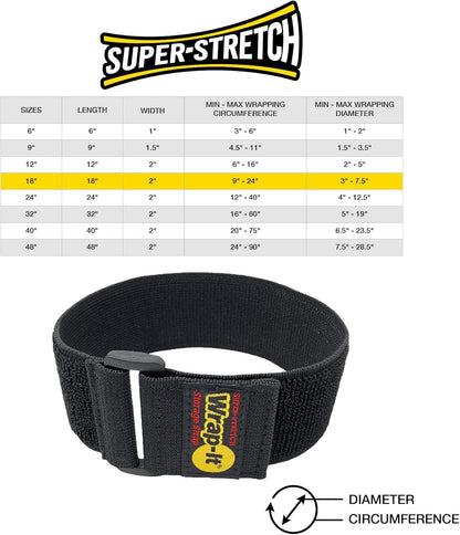 - Super-Stretch, 18" (6 Pack) - Elastic Hook and Loop Cinch Straps - Extension Cord Organizer, Hose and Cables Straps, Cord Wrap