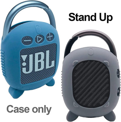 Silicone Cover Case for JBL Clip 4 Portable Bluetooth Speaker, Protective Carrying Case for JBL Clip 4 Portable Bluetooth Speaker Stand up Holder (Grey)