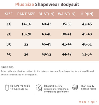 Bodysuits for Women - Body Shaper Tummy Control Bodysuit, Shapewear Bodysuits for Women,Square Neck plus Size