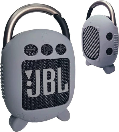 Silicone Cover Case for JBL Clip 4 Portable Bluetooth Speaker, Protective Carrying Case for JBL Clip 4 Portable Bluetooth Speaker Stand up Holder (Grey)