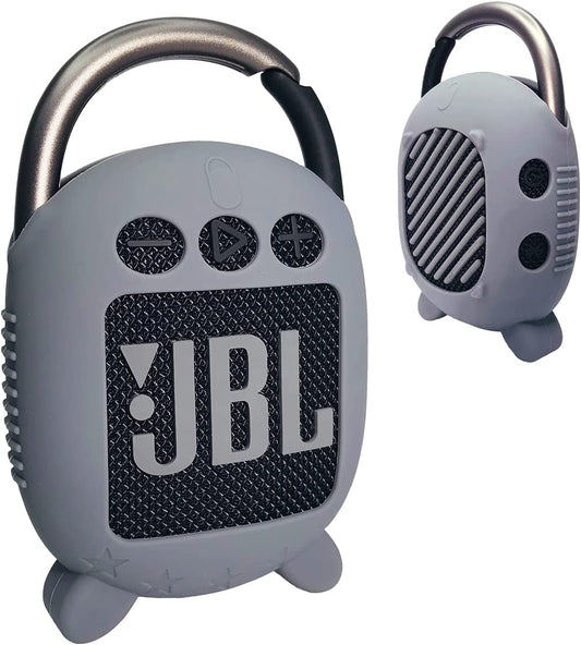 Silicone Cover Case for JBL Clip 4 Portable Bluetooth Speaker, Protective Carrying Case for JBL Clip 4 Portable Bluetooth Speaker Stand up Holder (Grey)