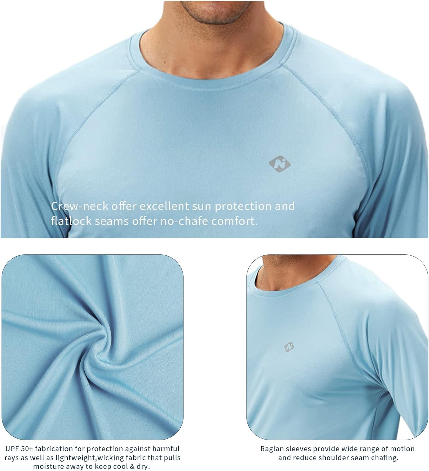 Men'S Rash Guard Shirts UPF 50+ Sun Protection Long Sleeve Shirts Quick Dry Lightweight