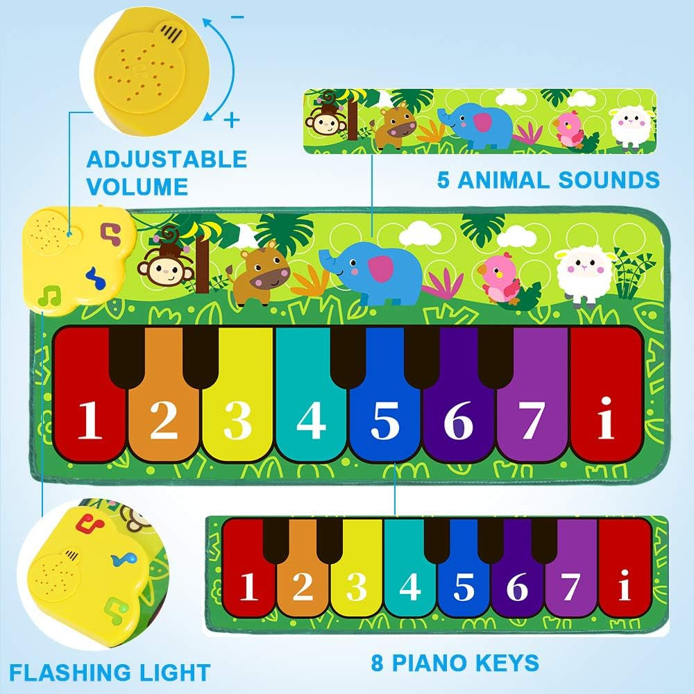 Foot  32" Keyboard Play Mat Toddler  with 5 Animal Sounds Early Education Toys Gift for Girls Boys