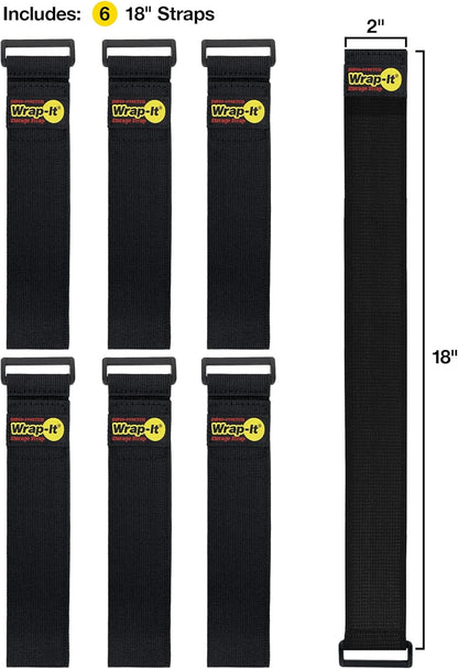 - Super-Stretch, 18" (6 Pack) - Elastic Hook and Loop Cinch Straps - Extension Cord Organizer, Hose and Cables Straps, Cord Wrap