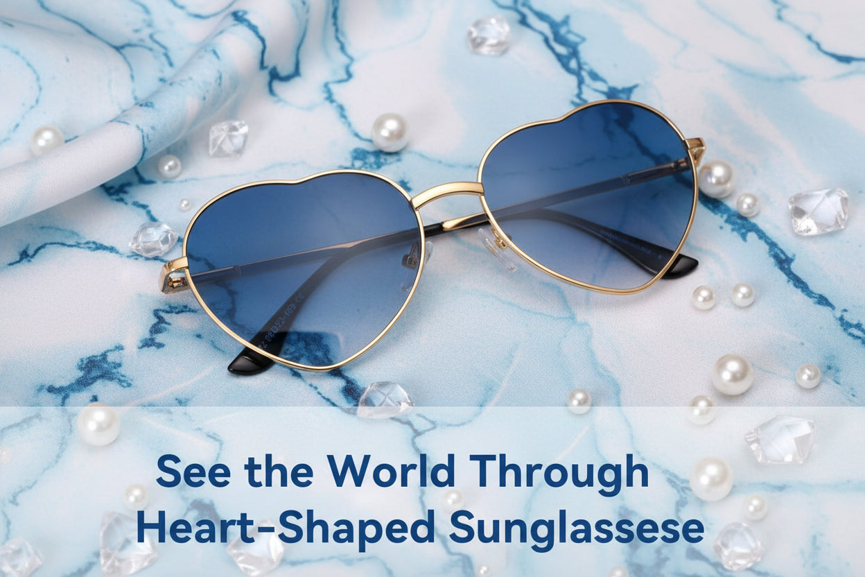 Heart Sunglasses Thin Metal Frame Lovely Heart Style for Women